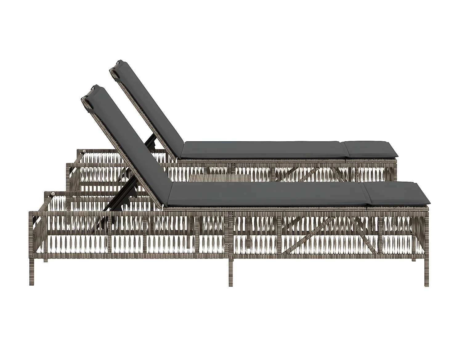 Tumbonas con mesita 2 unidades ratán sintético gris ES805383