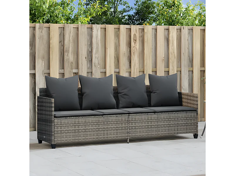 Bain de soleil avec coussins gris résine tressée FR33849