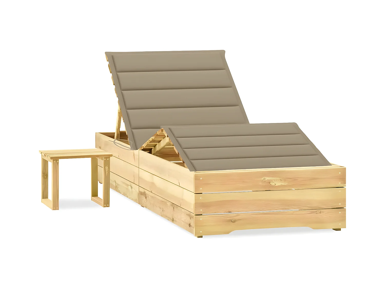 Bain de soleil de jardin avec table et coussin Pin imprégné FR65922