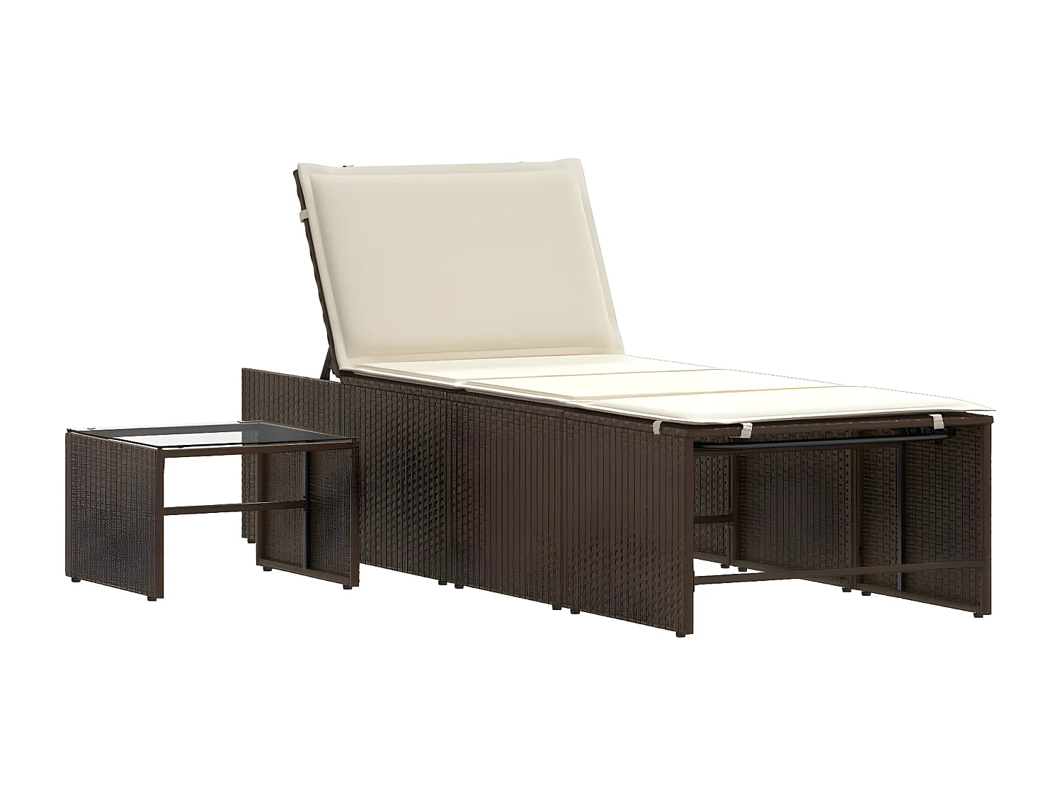 Lot de 2 Bains de soleil avec table marron résine tressée FR50792