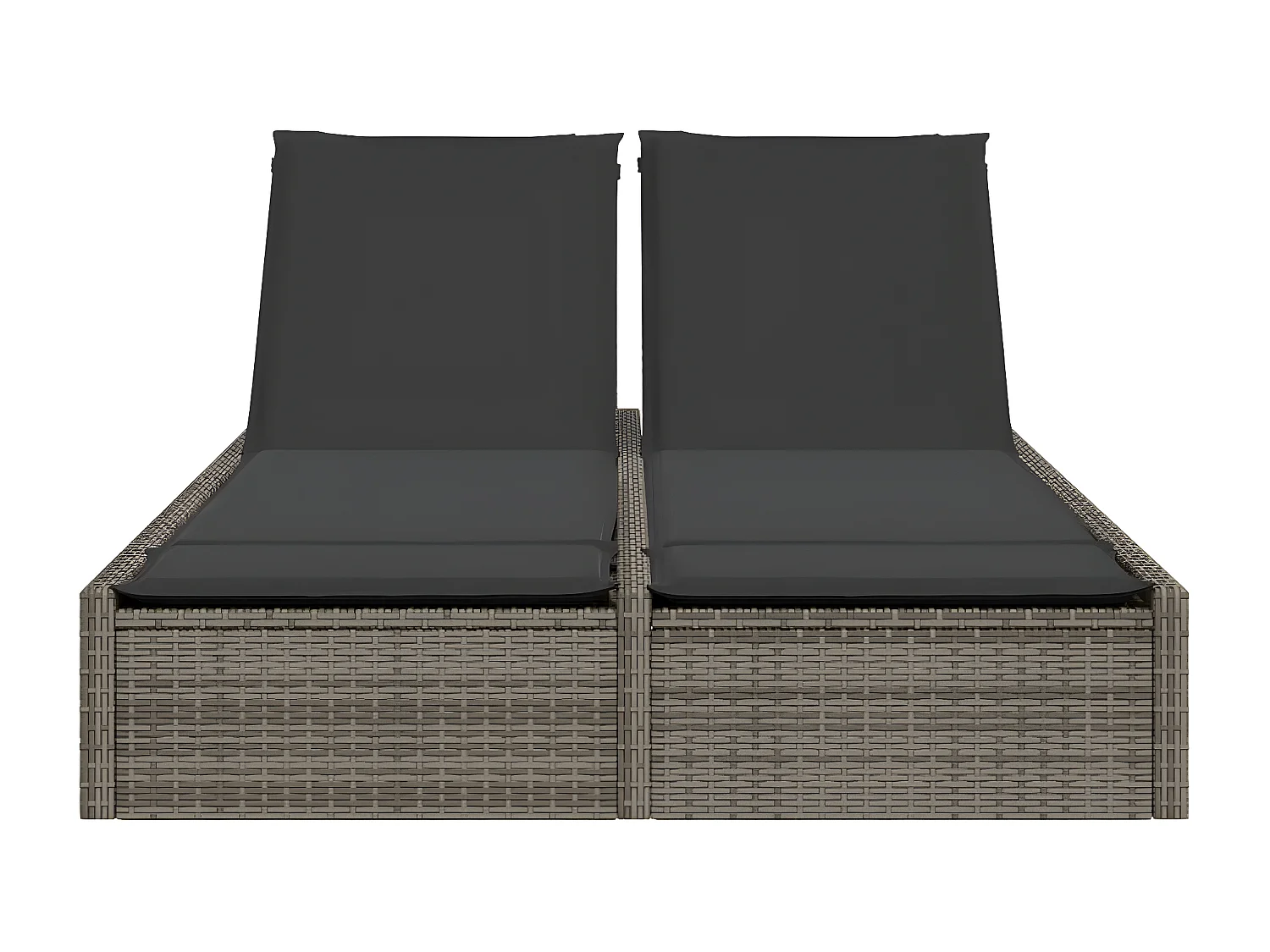 Bain de soleil double avec coussins gris résine tressée FR45636