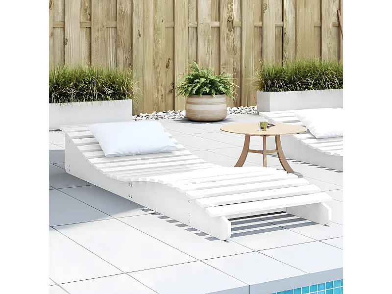 Bain de soleil blanc 205x60x31,5 cm bois massif de pin FR77560