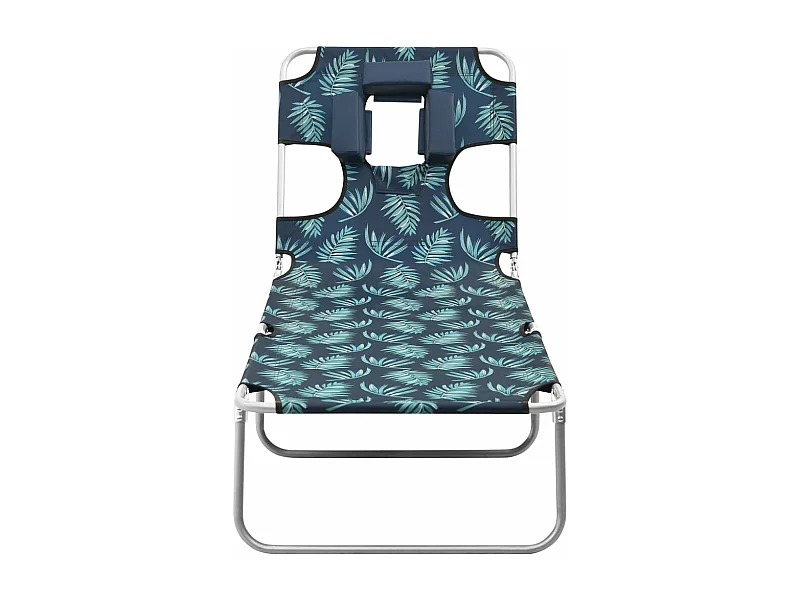 Tumbona plegable con cojín de cabeza acero estampado de hojas ES488303