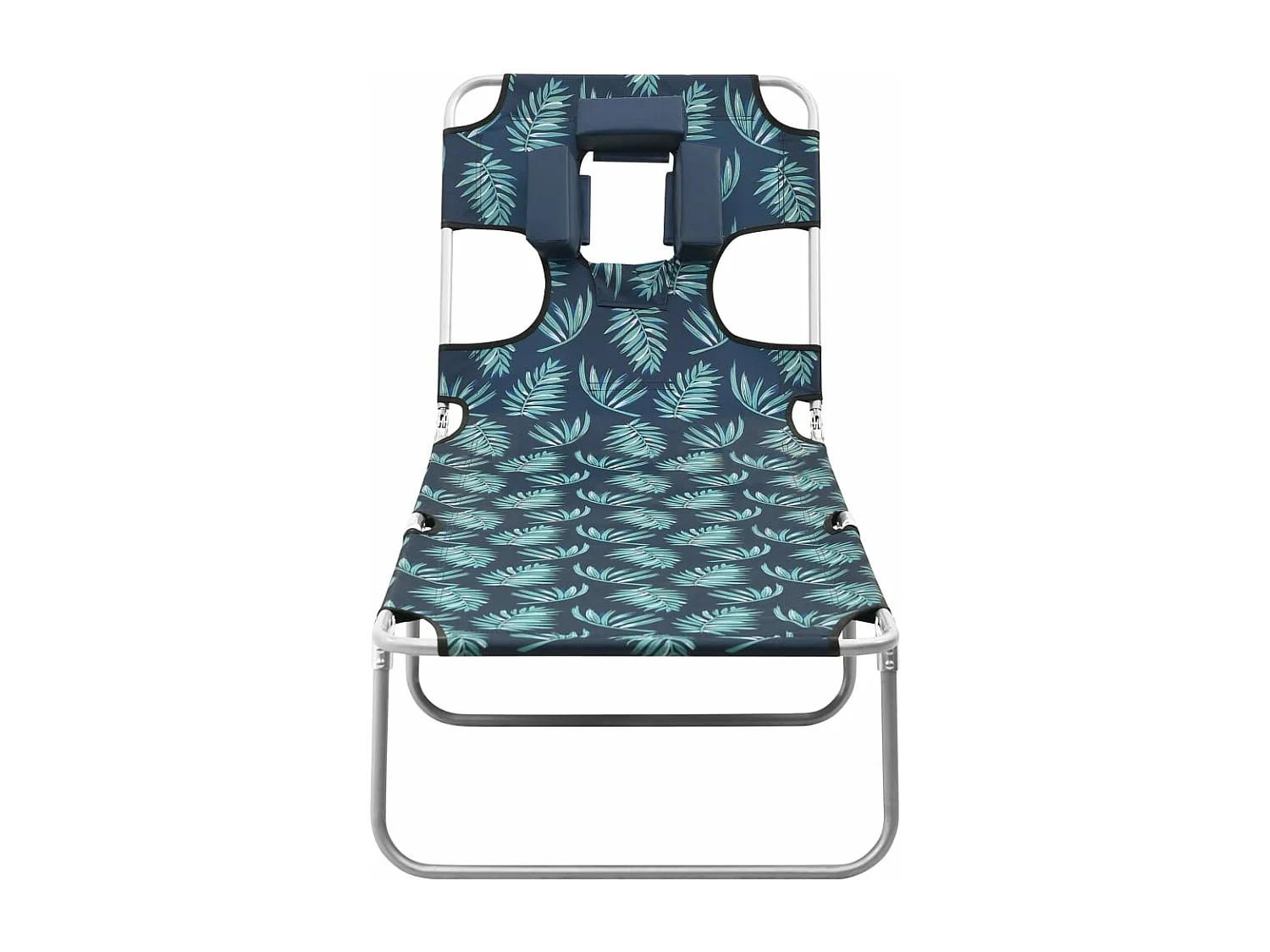 Tumbona plegable con cojín de cabeza acero estampado de hojas ES488303