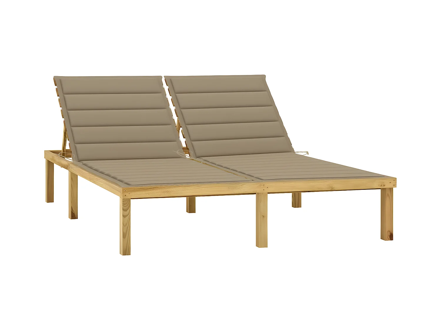 Bain de soleil double et coussins beige Bois de pin imprégné FR24158