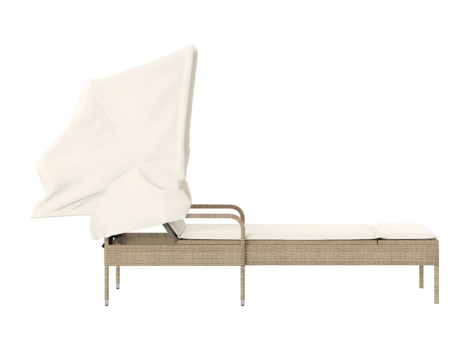 Tumbona con capota ratán sintético beige ES137781