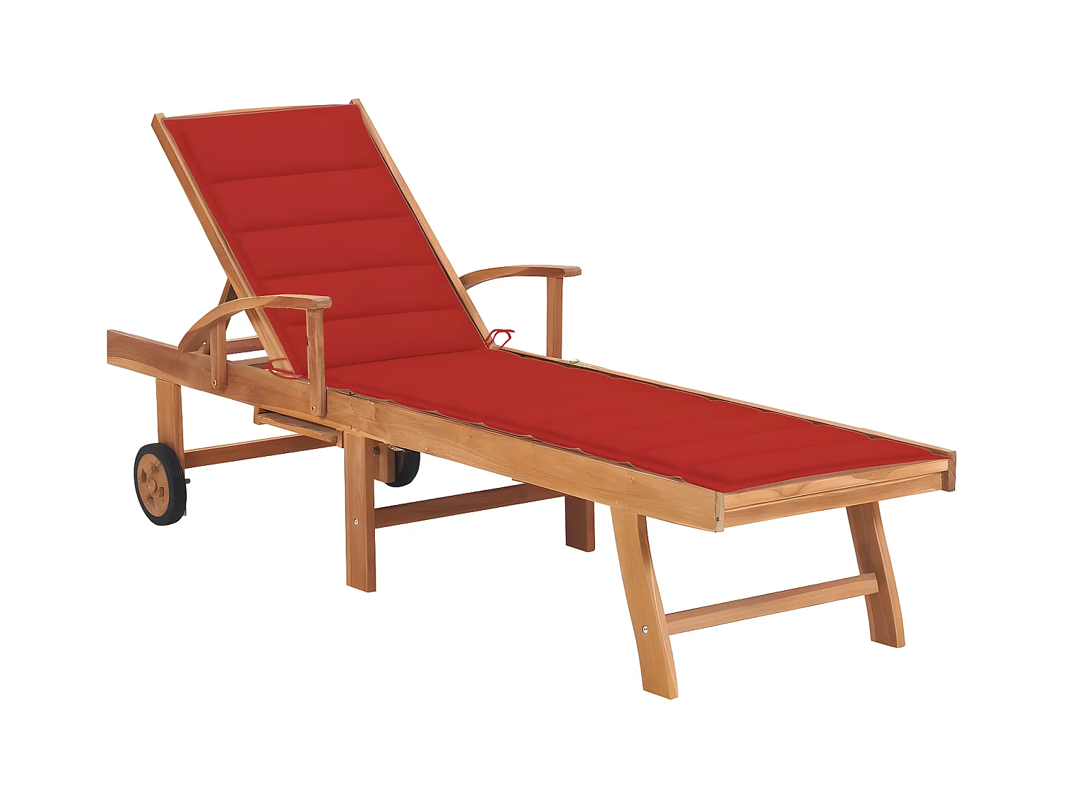 Bain de soleil avec coussin rouge Bois de teck solide FR96816