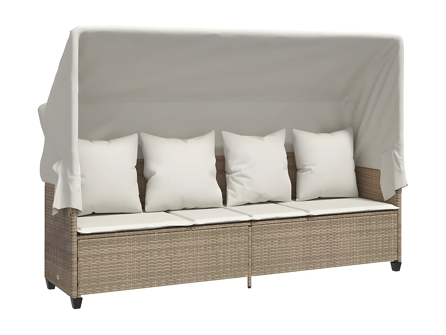 Tumbona con capota y cojines ratán sintético beige ES301240