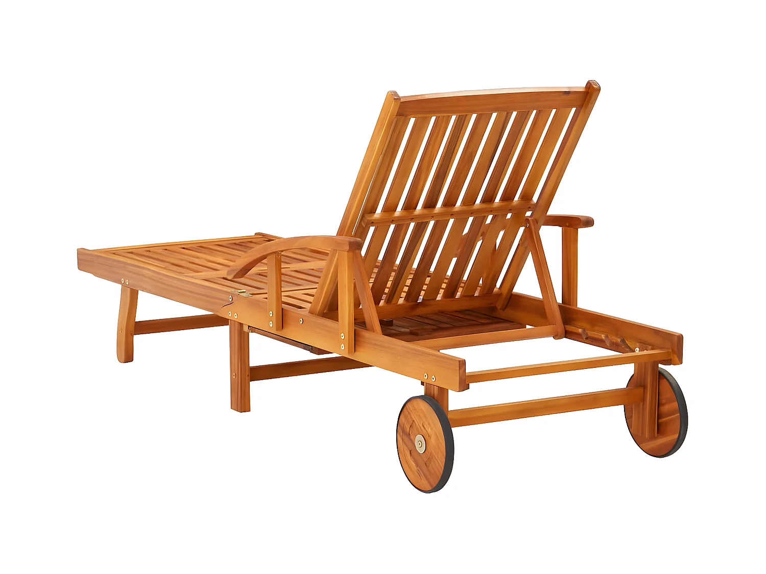 Tumbona de jardín con mesa y cojín madera maciza de acacia ES523216