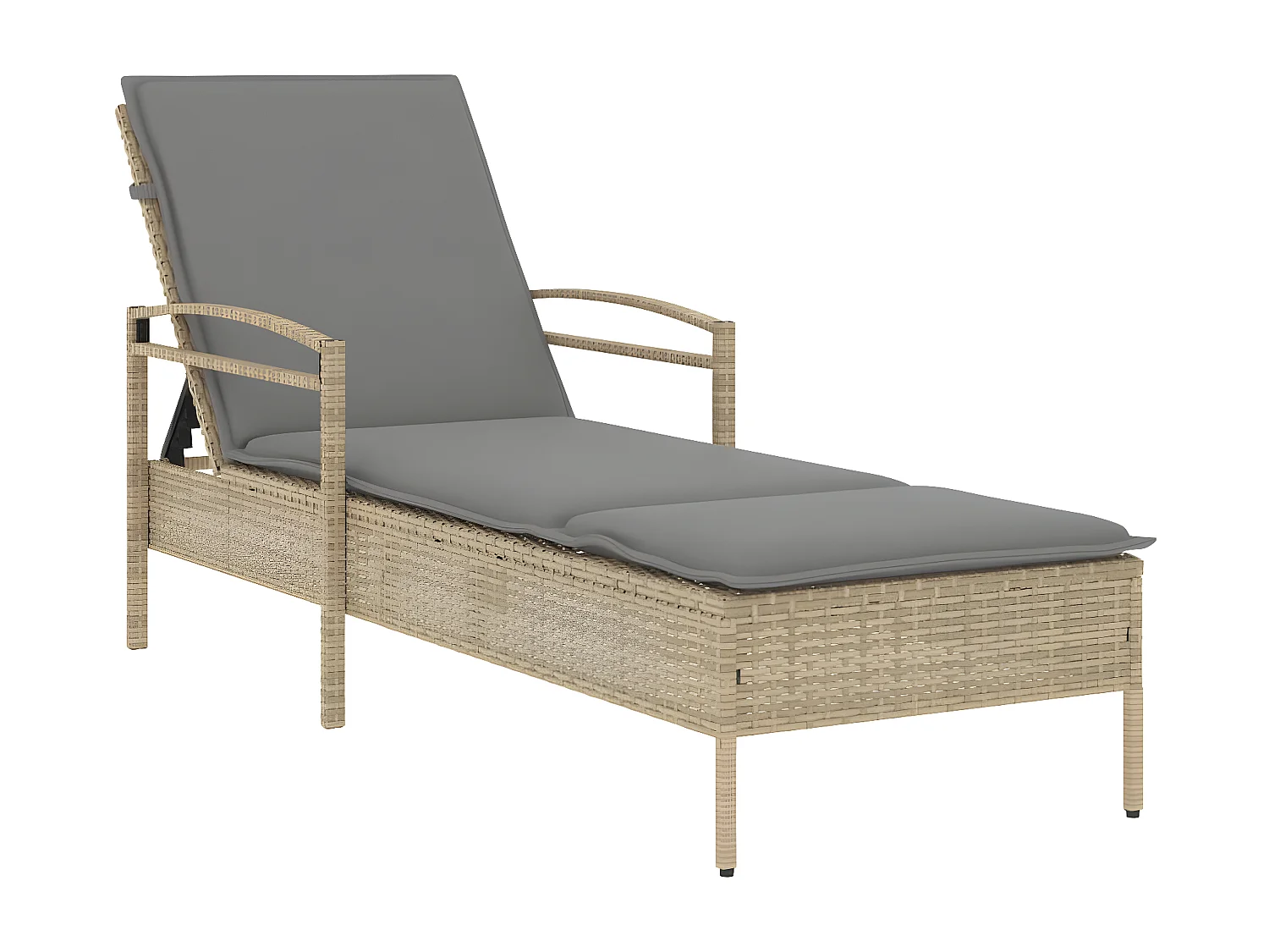 Tumbona con cojín ratán sintético beige 63x200x81 cm ES979389