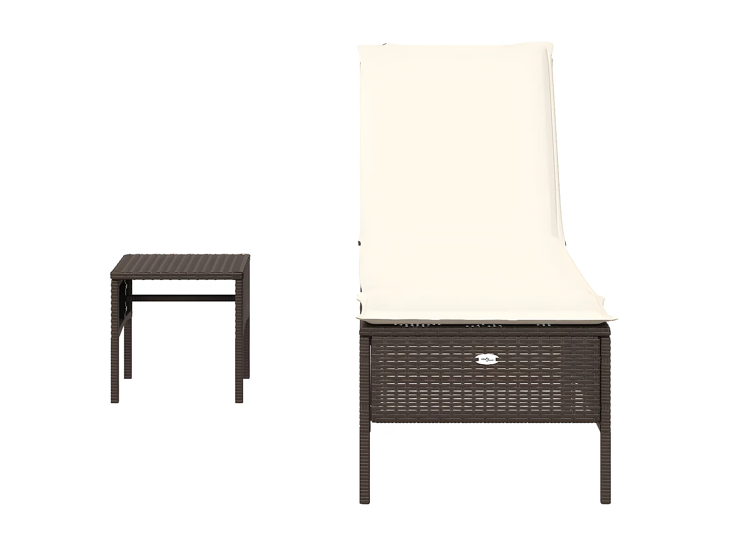 Ligbed met tafel en kussen poly rattan bruin BE617919