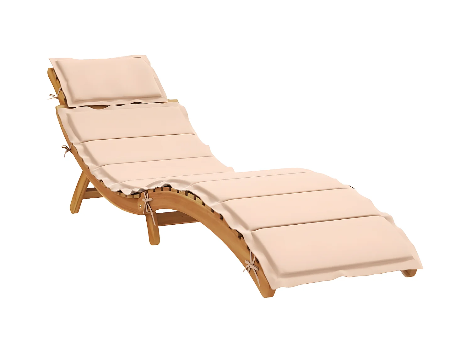 Bain de soleil avec coussin beige bois d'acacia solide FR64952