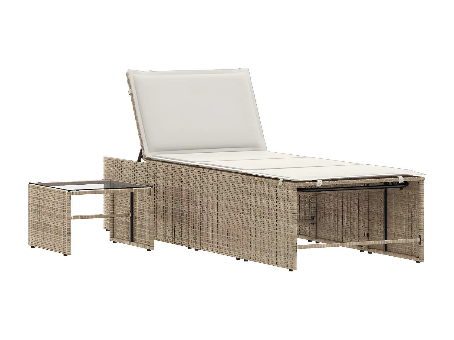 Tumbonas con mesita 2 unidades ratán sintético beige ES666593