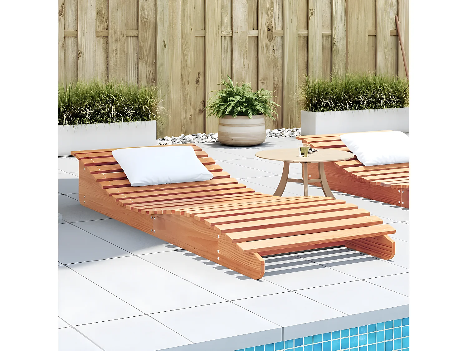 Tumbona de madera maciza de pino marrón cera 205x80x31,5 cm ES619029