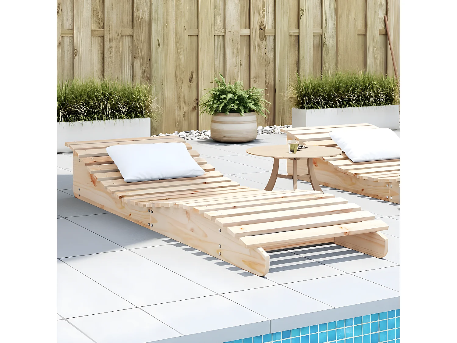 Bain de soleil 205x70x31,5 cm bois massif de pin FR63083