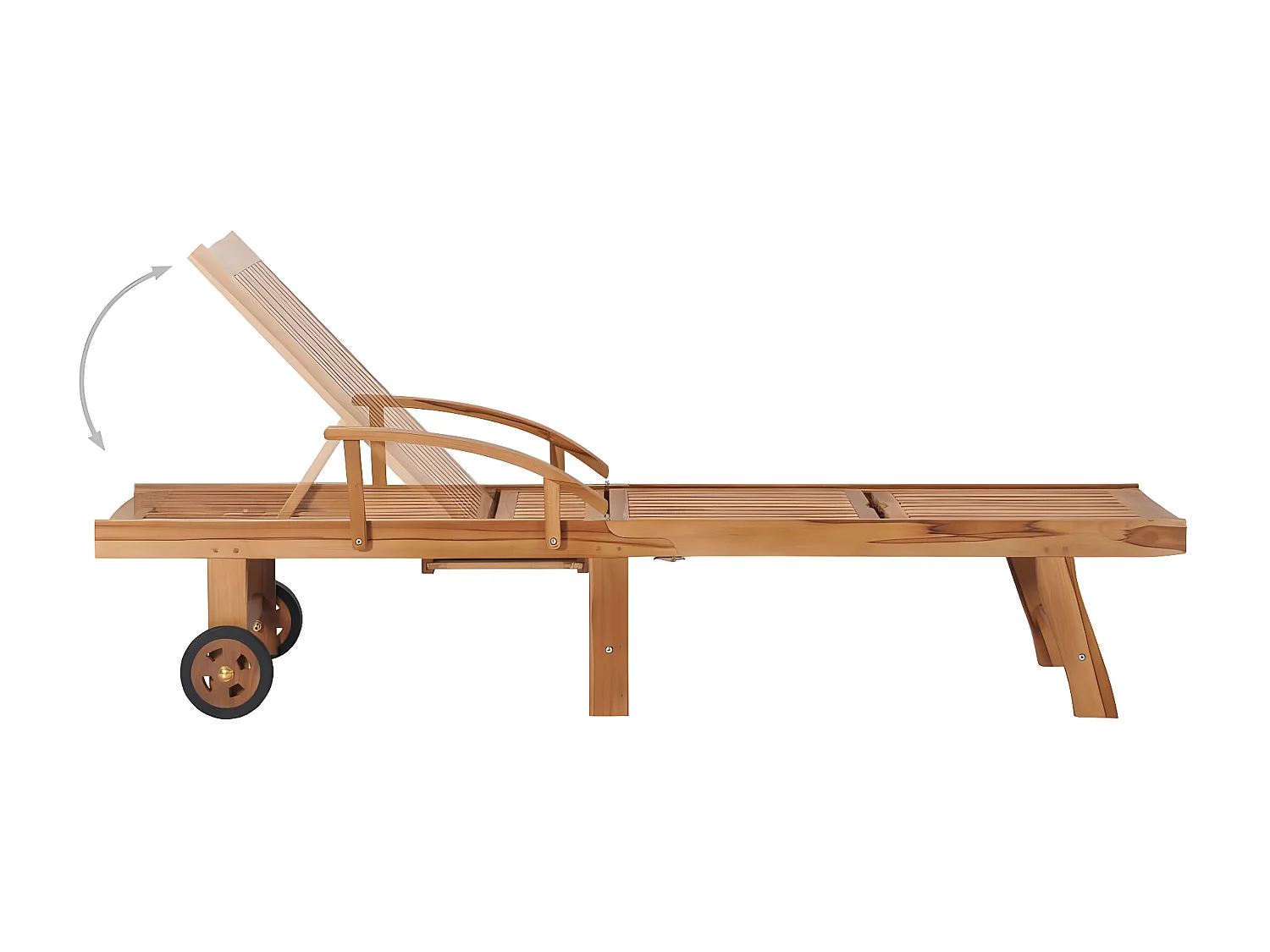 Ligbed met tafel en kussen massief teakhout BE121273