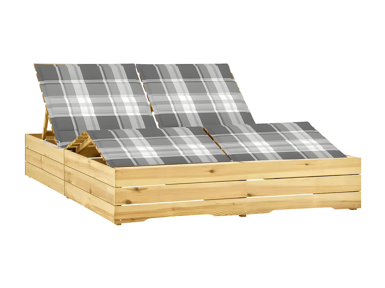 Bain de soleil double avec coussins Bois de pin imprégné FR57393