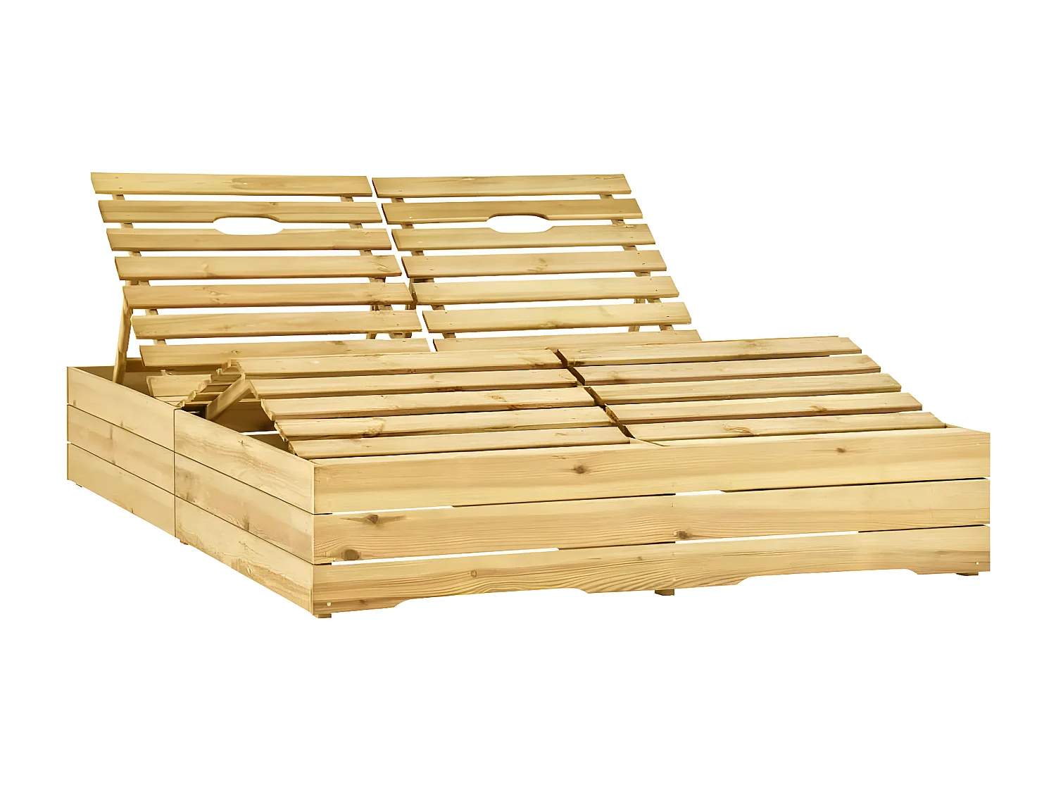 Bain de soleil double avec coussins Bois de pin imprégné FR57393
