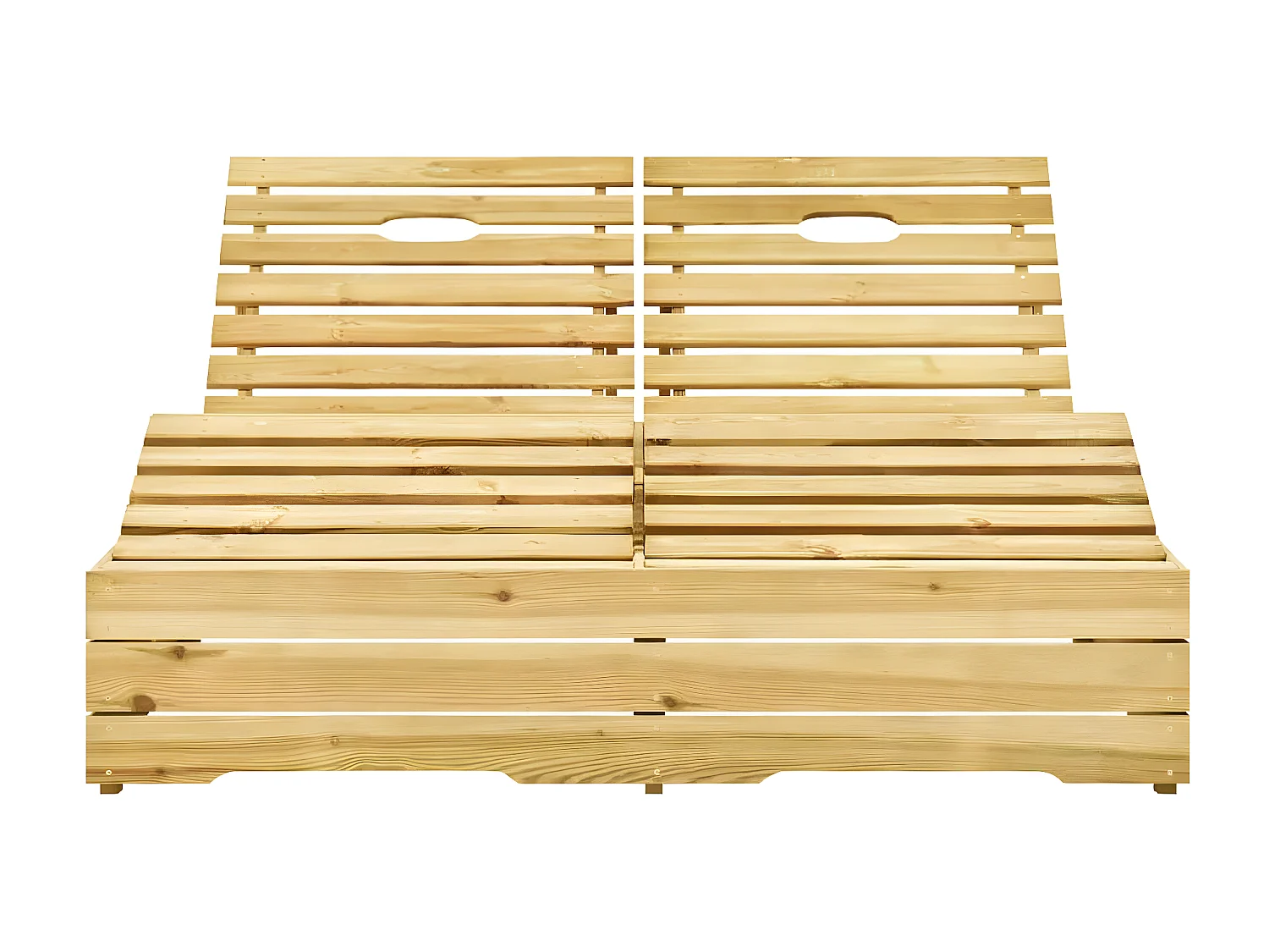 Bain de soleil double avec coussins Bois de pin imprégné FR57393