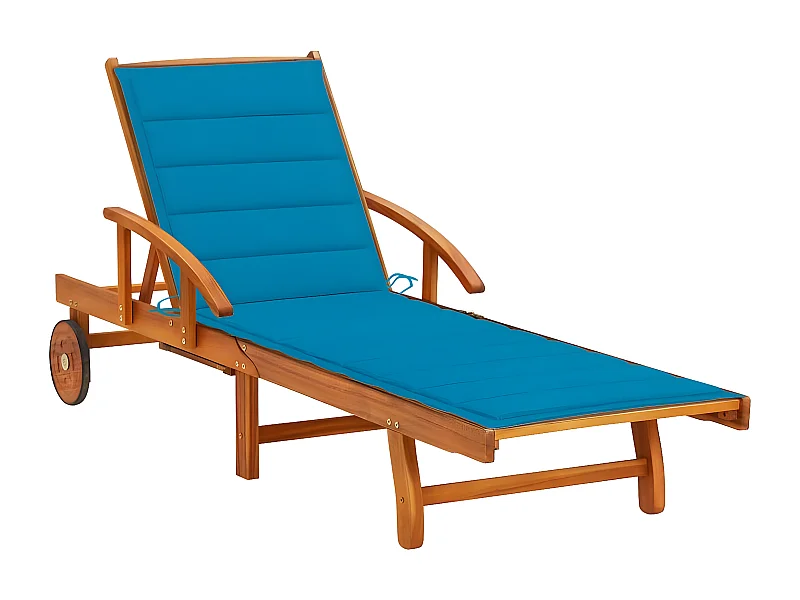 Bain de soleil de jardin avec coussin Bois d'acacia solide FR72676