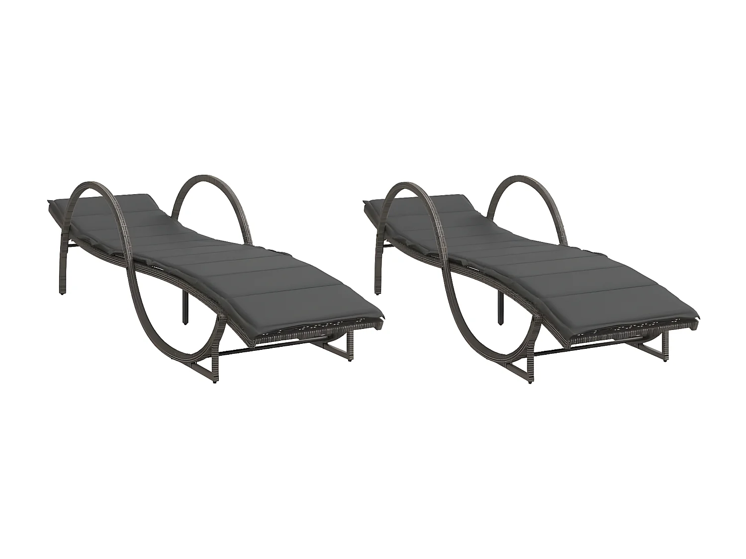 Lot de 2 Bains de soleil avec coussins gris résine tressée FR60796