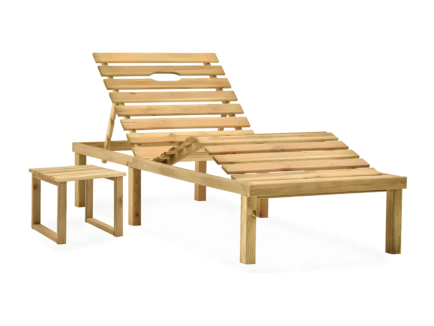 Bain de soleil de jardin avec table et coussin Pin imprégné FR39332