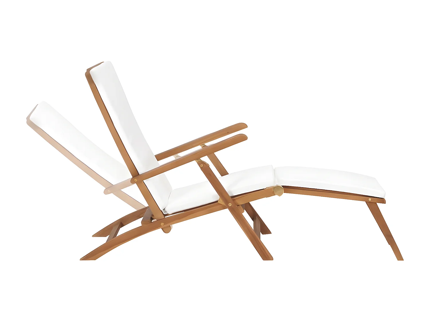 Bain de soleil avec coussin Blanc crème Bois de teck solide FR12124