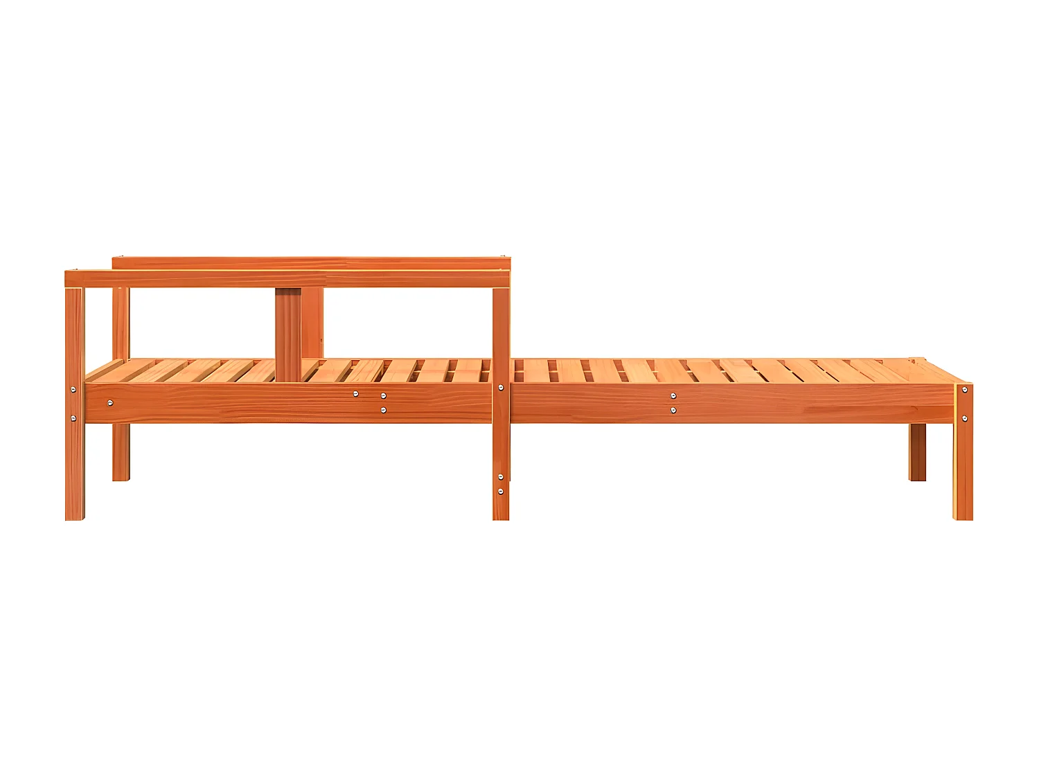 Tumbona de madera maciza de pino marrón cera 199,5x62x55 cm ES239937