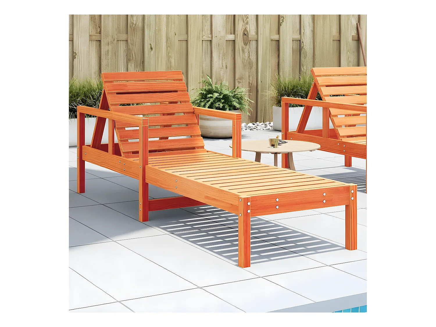 Bain de soleil cire marron 199,5x62x55 cm bois massif de pin FR61756