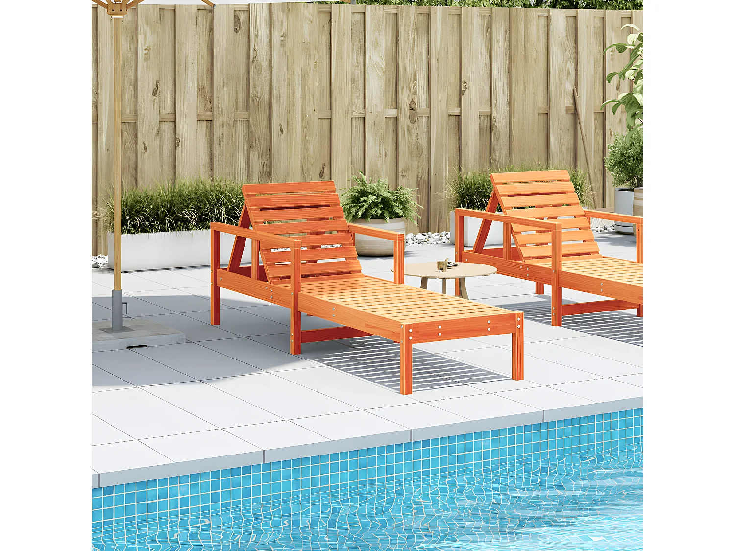 Bain de soleil cire marron 199,5x62x55 cm bois massif de pin FR61756