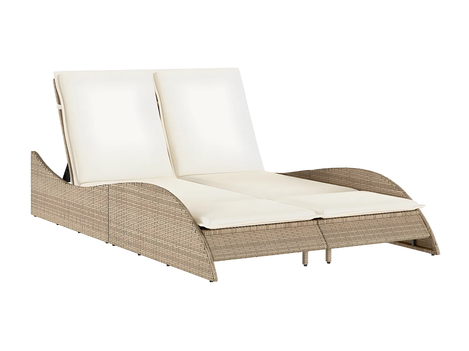 Tumbona con cojines ratán sintético beige 114x205x73 cm ES419860