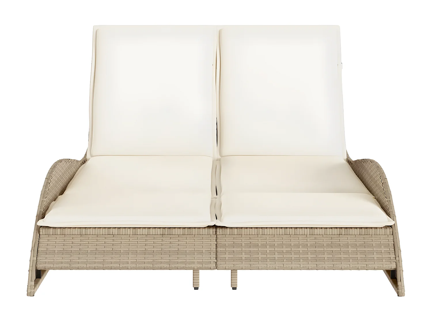 Bain de soleil avec coussins beige 114x205x73 cm résine tressée FR55848