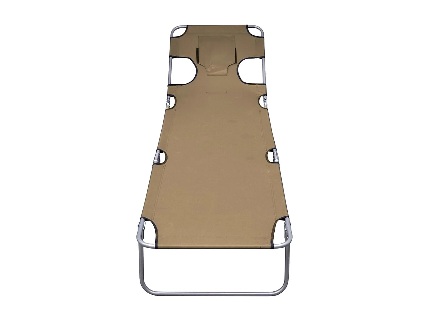 Tumbona plegable con cojín de cabeza y respaldo ajustable gris ES544252