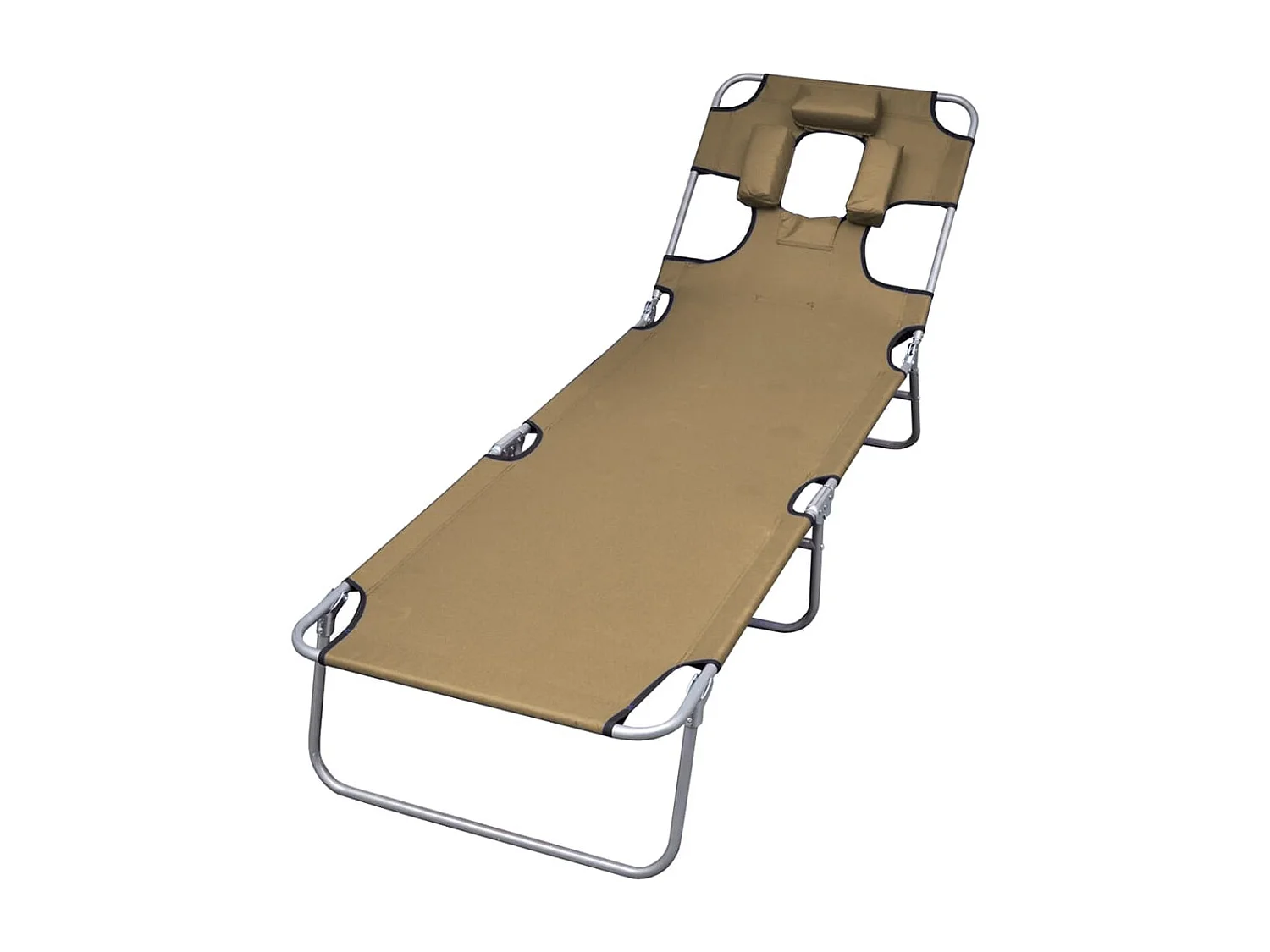 Bain de soleil pliable et coussin de tête Dossier réglable Taupe FR83725