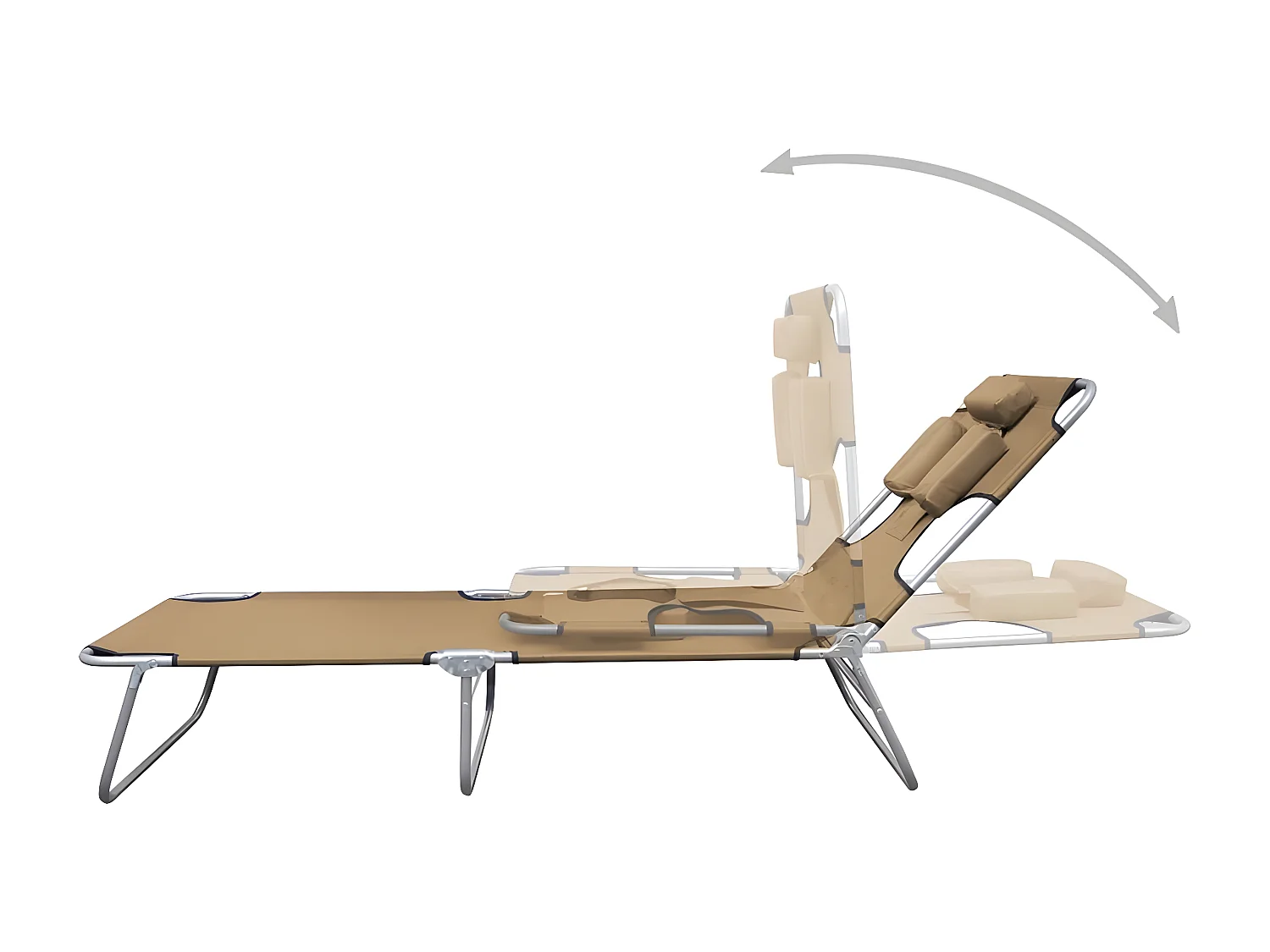 Bain de soleil pliable et coussin de tête Dossier réglable Taupe FR83725