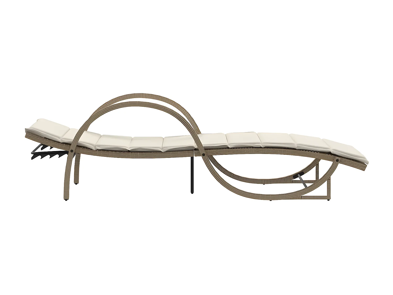 Bain de soleil avec coussin beige 60x199x42 cm résine tressée FR77303