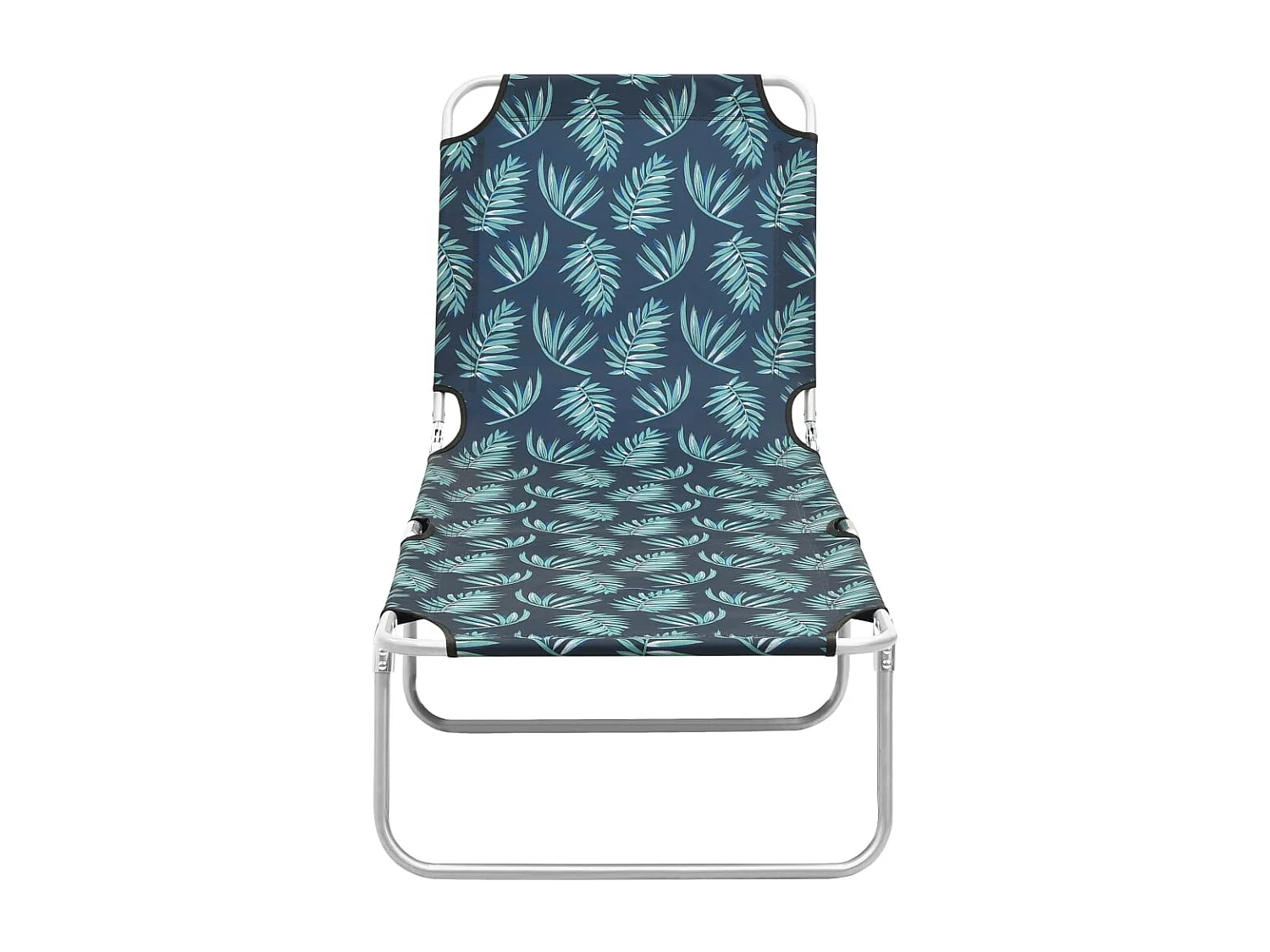 Bain de soleil pliable acier et tissu motif de feuilles FR10092