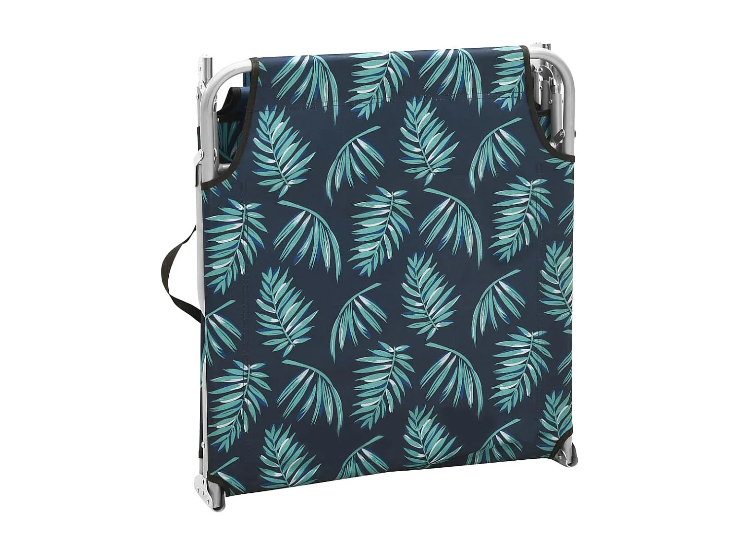 Bain de soleil pliable acier et tissu motif de feuilles FR10092