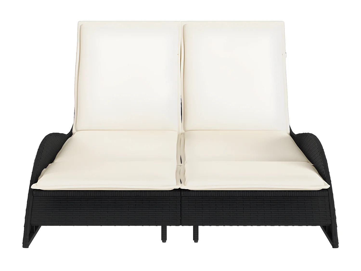 Bain de soleil avec coussins noir 114x205x73 cm résine tressée FR43357