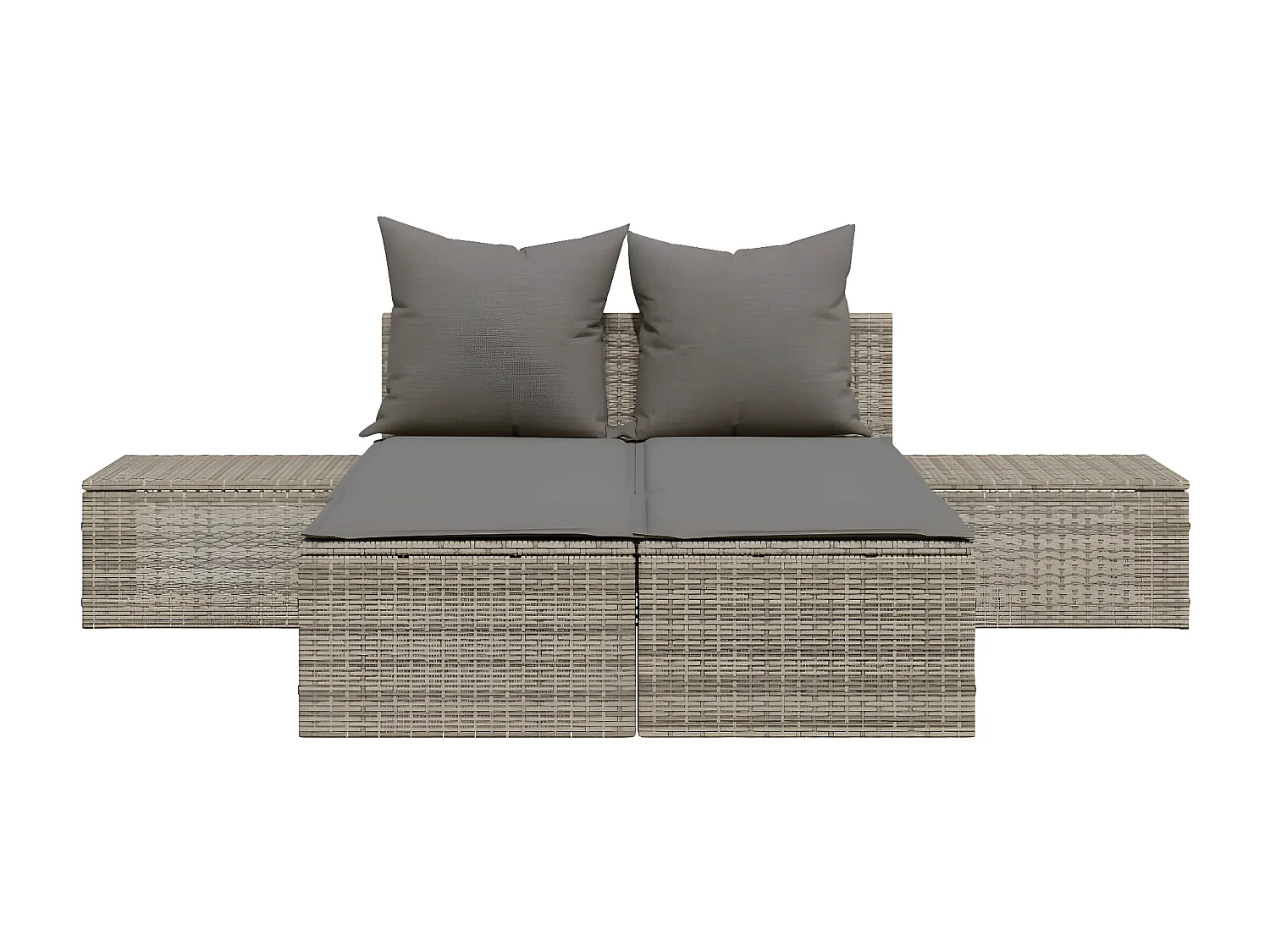 Bain de soleil double avec coussins gris résine tressée FR70401