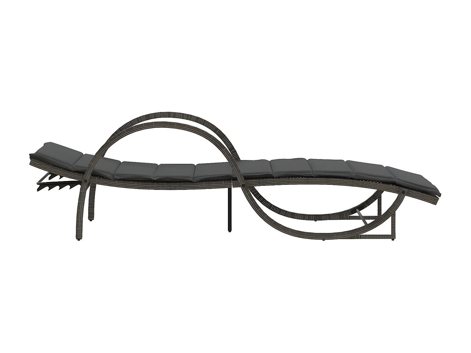 Bain de soleil avec coussin gris 60x199x42 cm résine tressée FR26499