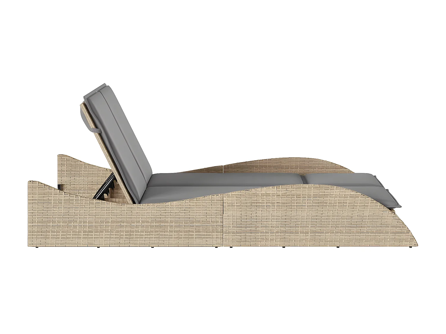 Tumbona con cojines ratán sintético beige 114x205x73 cm ES111692