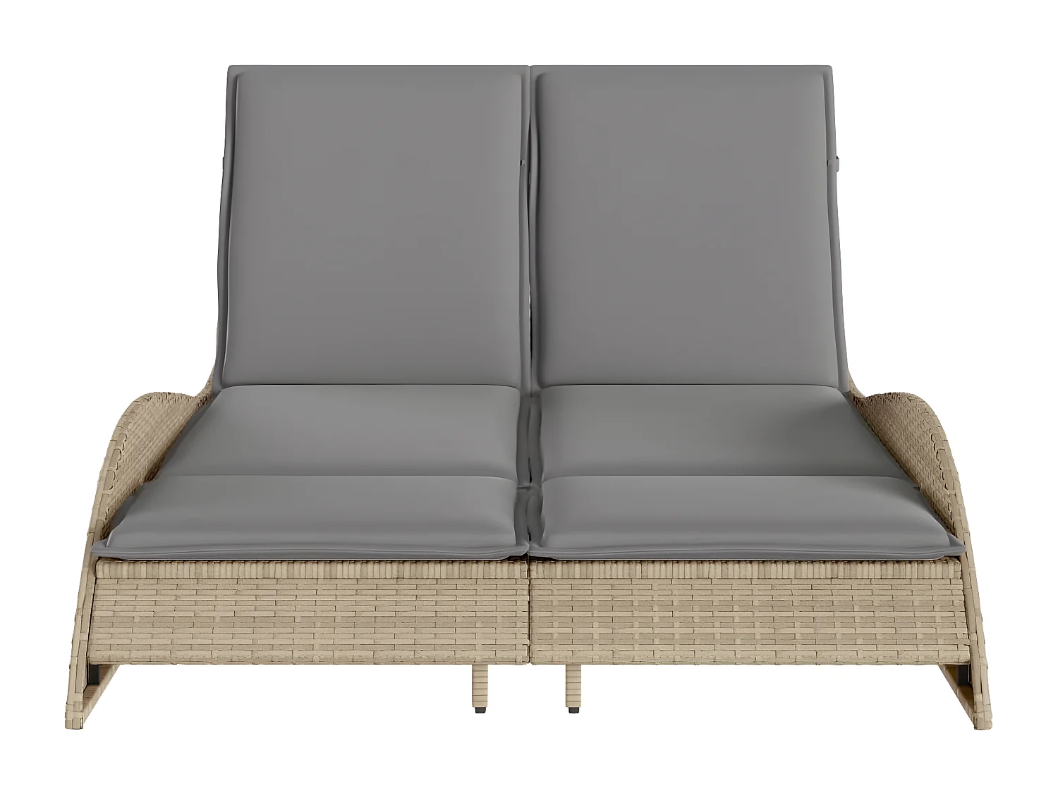 Bain de soleil avec coussins beige 114x205x73 cm résine tressée FR53575