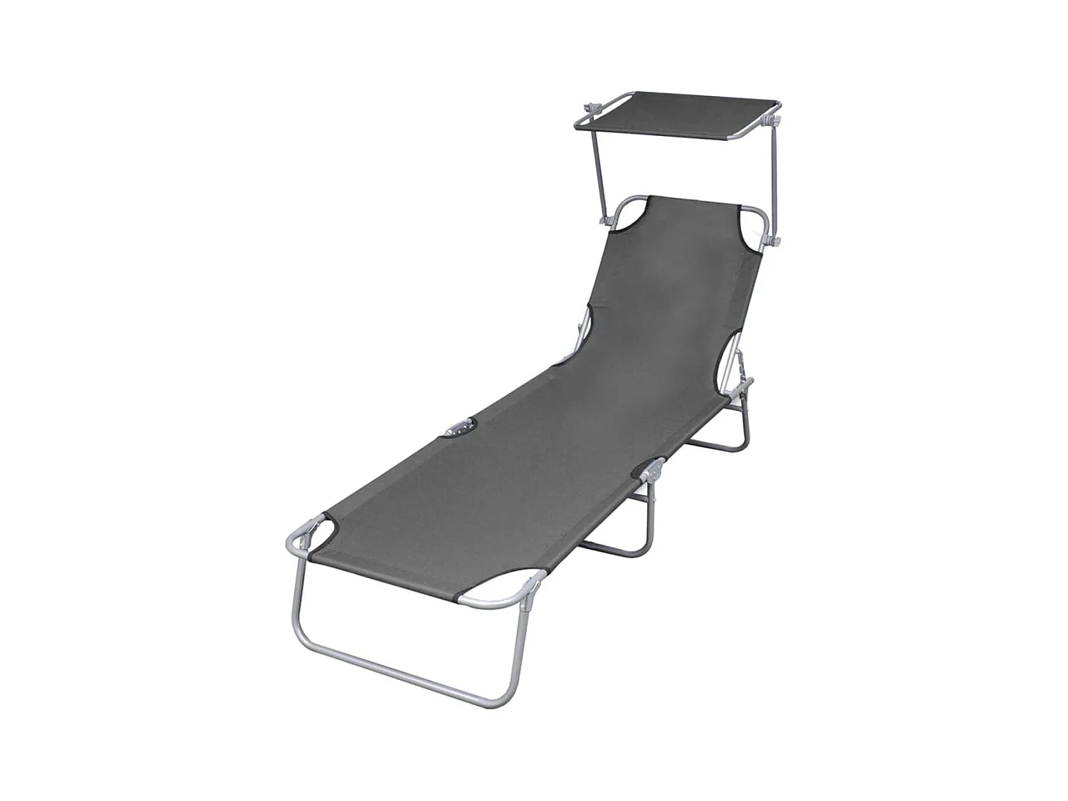 Bain de soleil pliable avec auvent Acier Gris FR12275