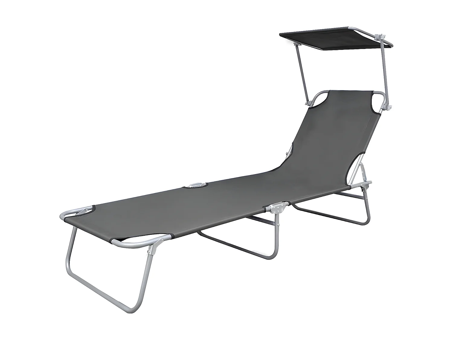 Bain de soleil pliable avec auvent Acier Gris FR12275