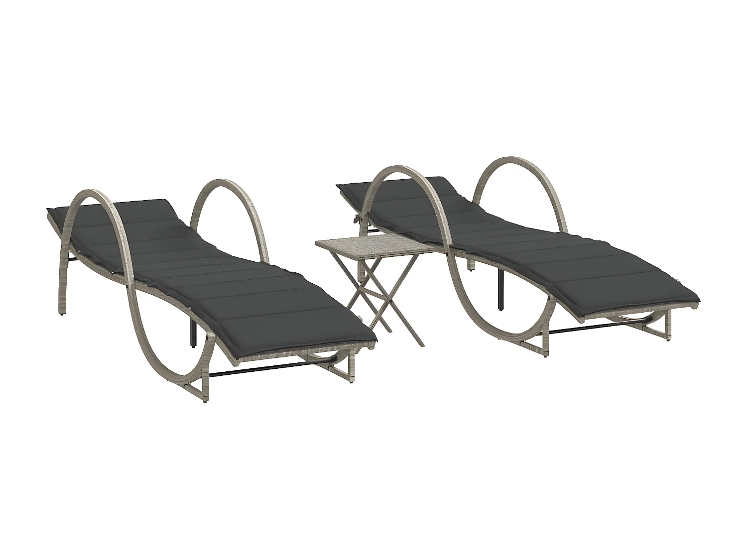 Lot de 2 Bains de soleil avec table gris clair résine tressée FR13879