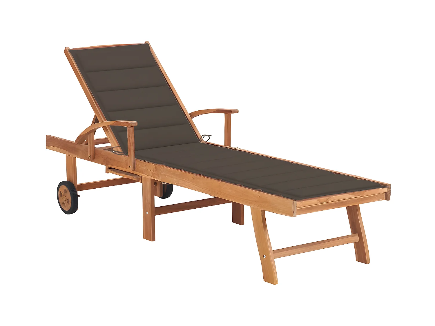 Bain de soleil avec coussin taupe Bois de teck solide FR44695