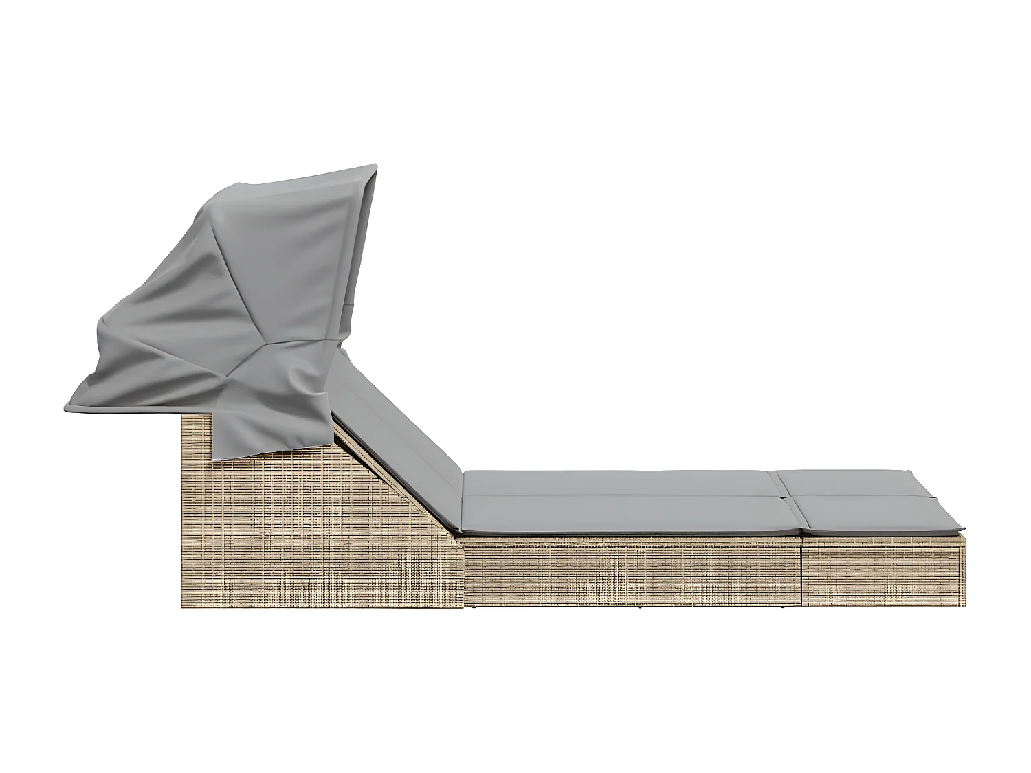 Tumbona doble con capota y cojines ratán sintético beige ES738454