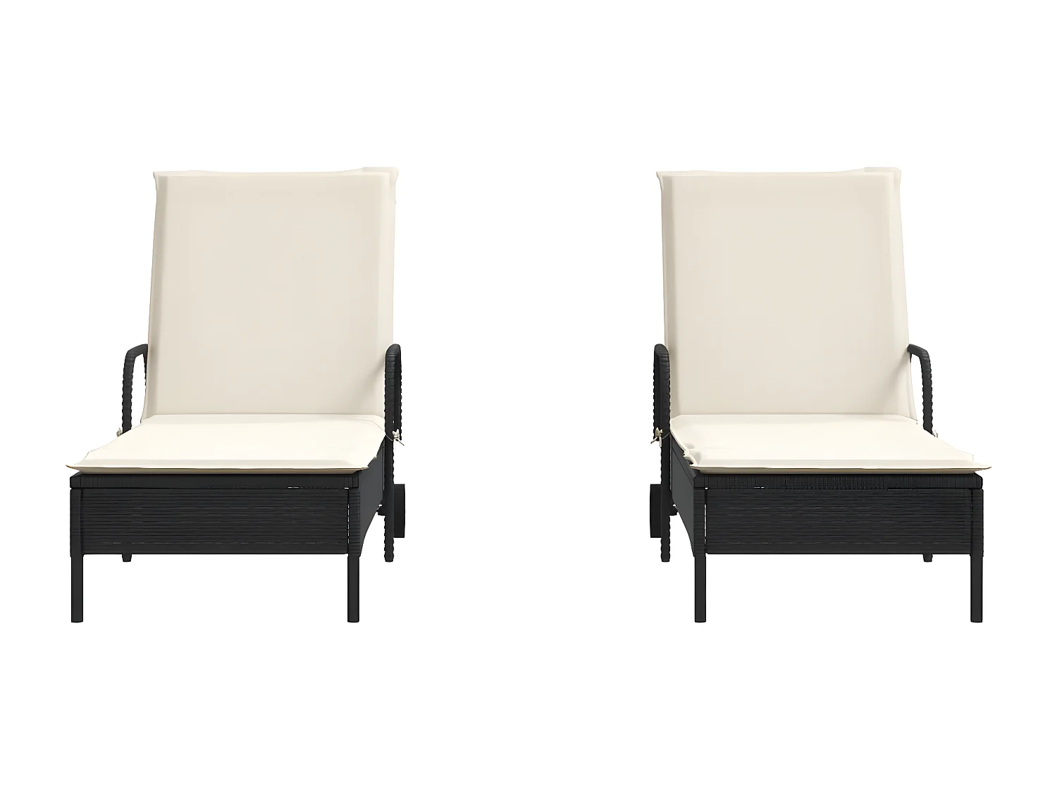 Tumbonas con cojines 2 unidades ratán sintético negro ES552838