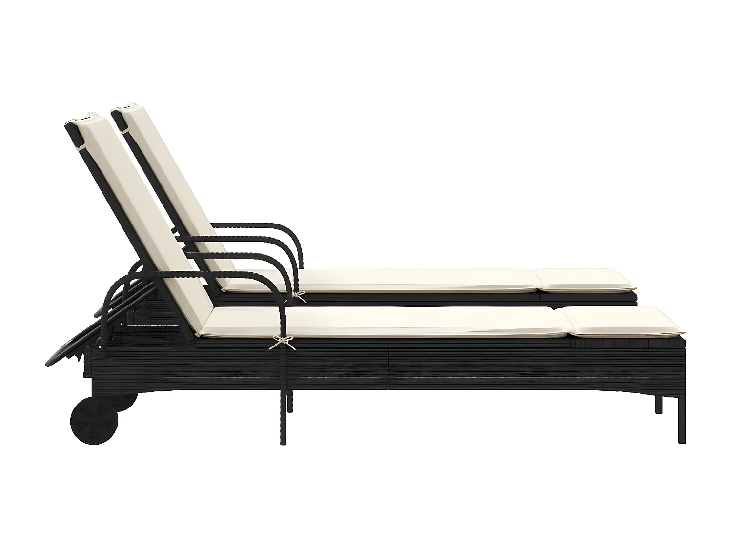 Tumbonas con cojines 2 unidades ratán sintético negro ES552838